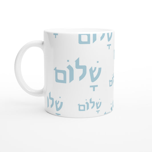 Tales of Israel Mug: shalom blue